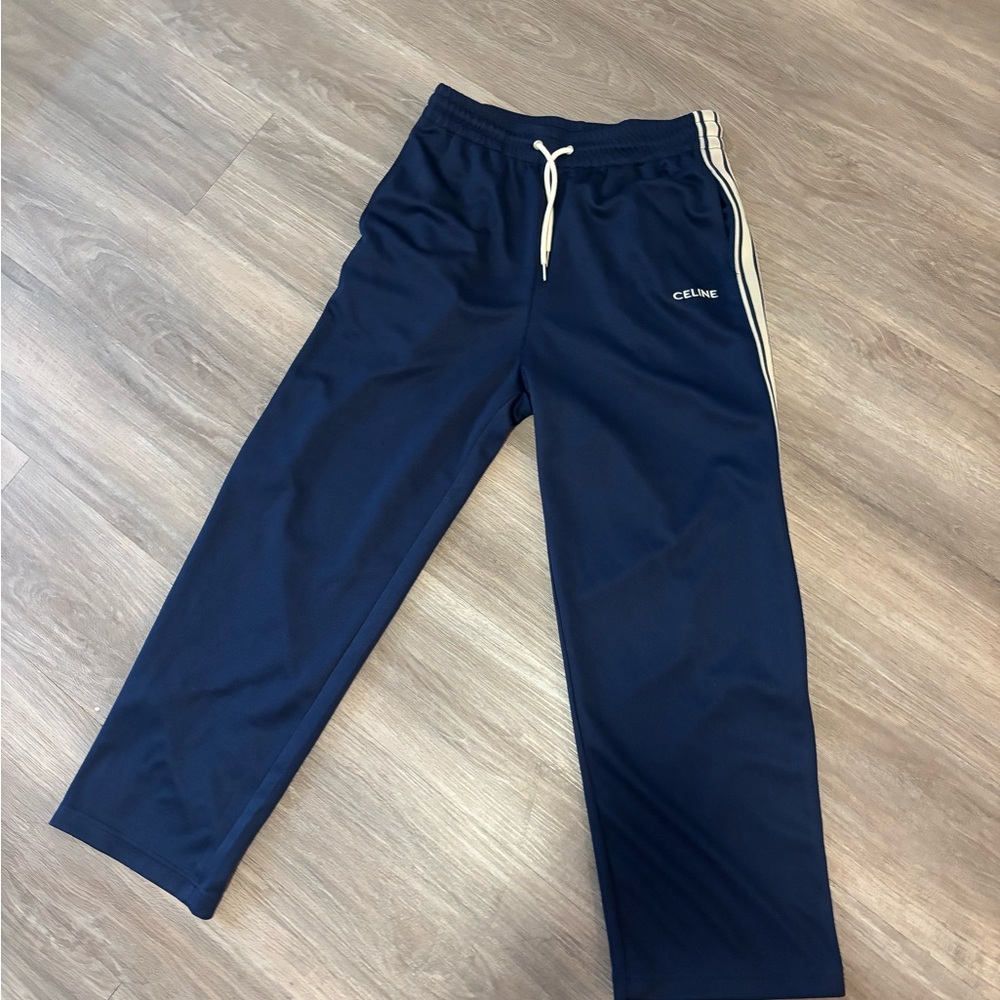 Celine men Dark Blue Joggers with White Stripe